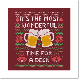 It’s the Most Wonderful Time For a Beer - Funny Quote Ugly Christmas Gift Posters and Art